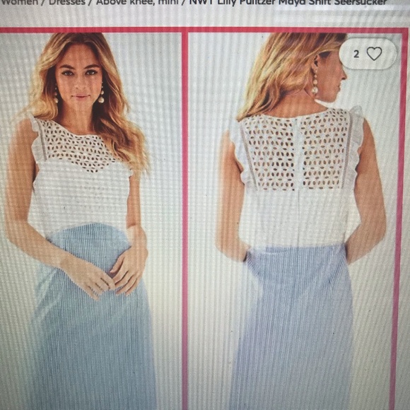 Lilly Pulitzer Maya Shift Seersucker Size 12 & 14' - Picture 2 of 4